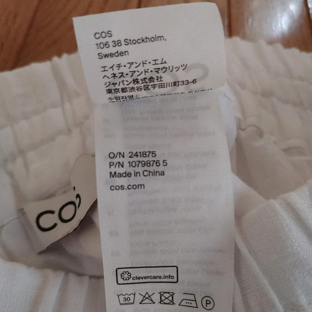 COS Linen Elastic Drawstring High Waisted White Bermuda Shorts - Picture 6 of 15